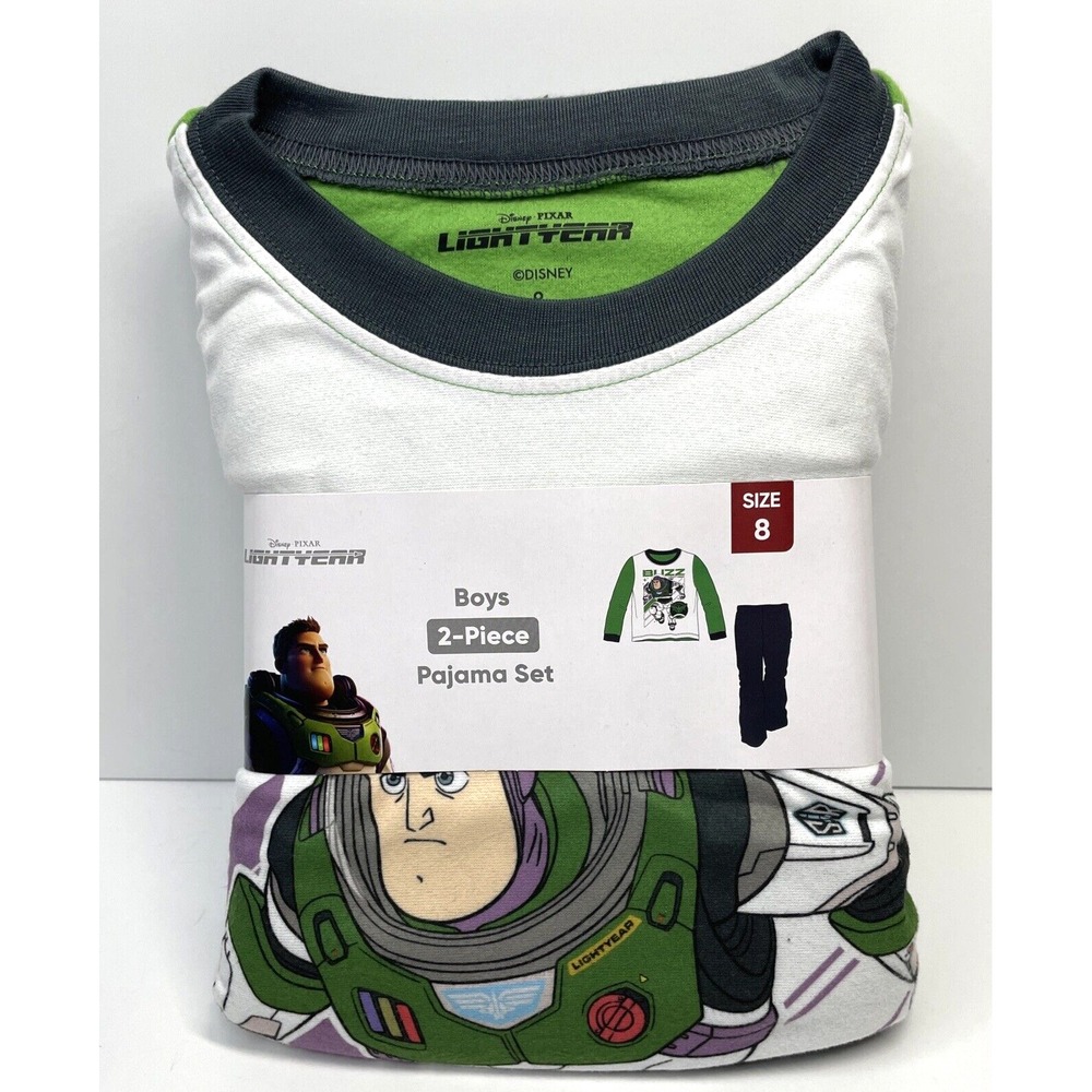 Disney Pixar Boys PJ's Buzz Lightyear PJ's Long Sleeve Pants 2pc Set Fleece SZ 8